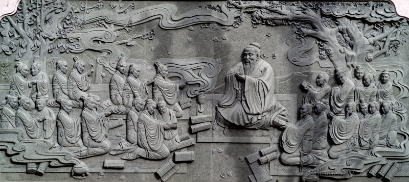Confucius, sculpture, mural