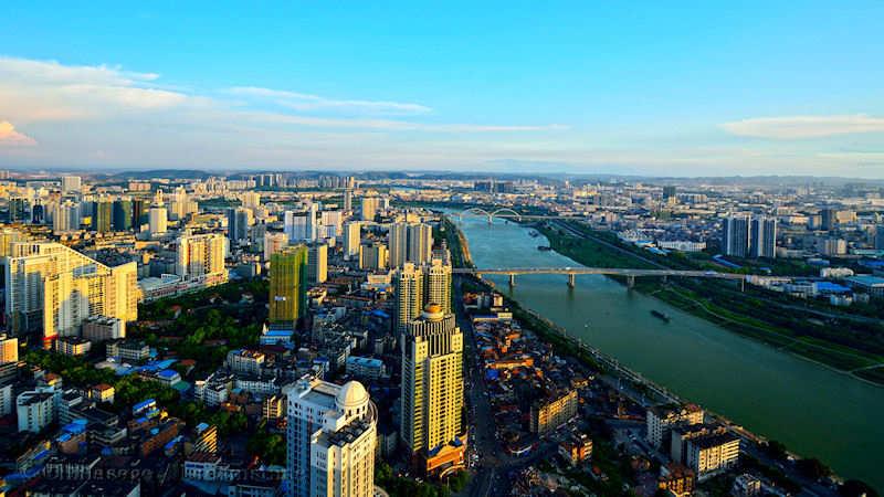 Guangxi, Nanning, skyscraper, river