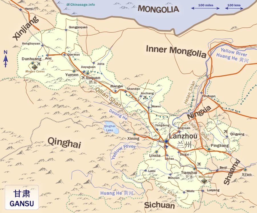 Map of Gansu,Gansu province map