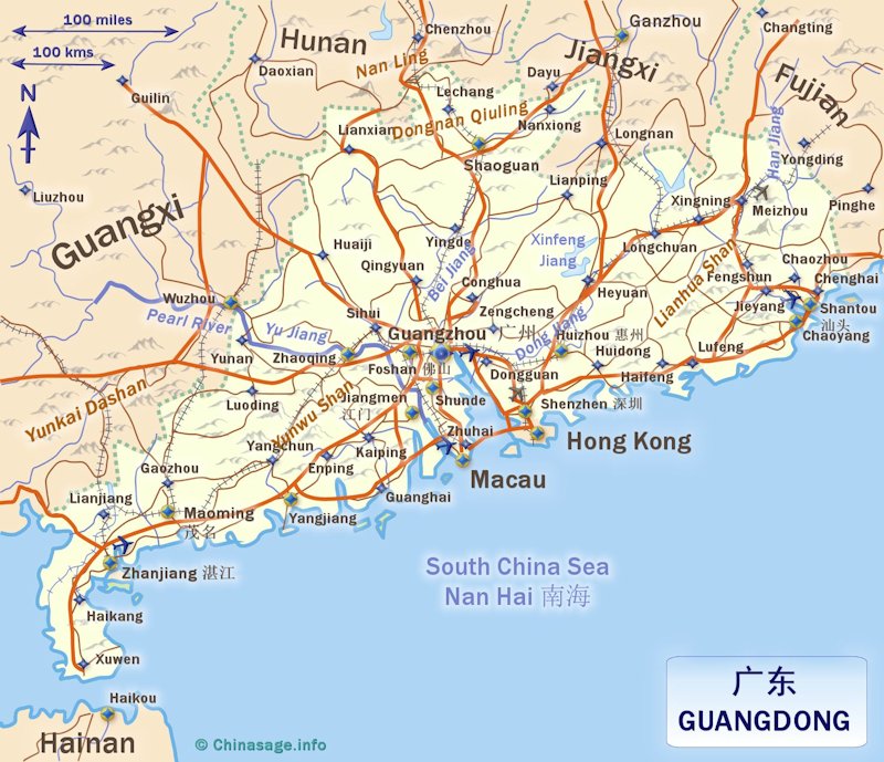 Map of Guangdong,Guangdong province map
