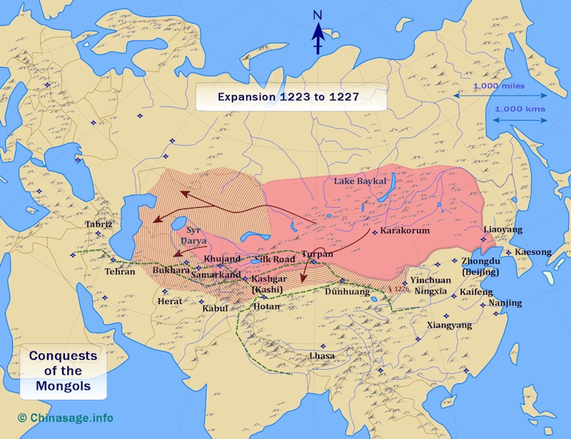 Map of Mongol expansion 1223-27