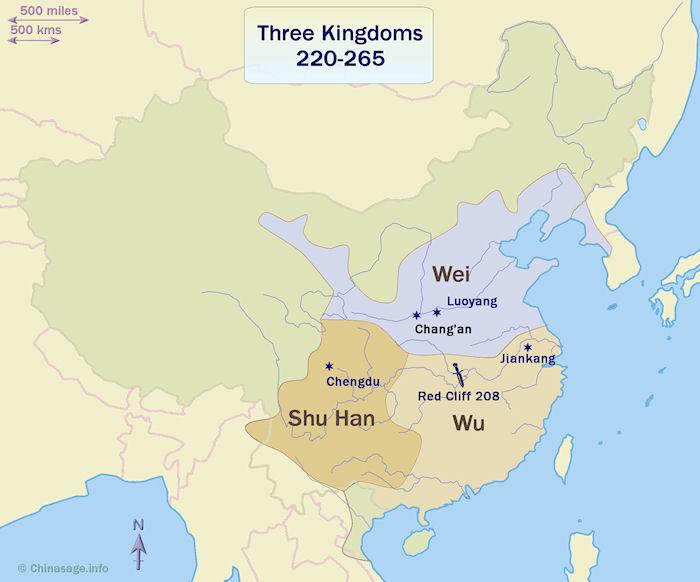 Map of China at the time of the Three Kingdoms