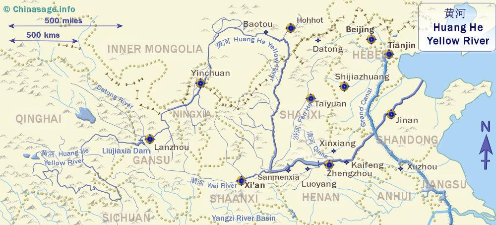 Map of Yellow River,Huang He